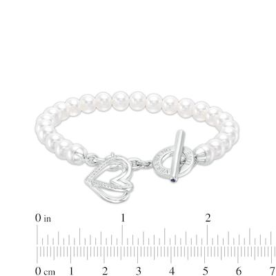 The Kindred Heart from Vera Wang Love Collection Freshwater Cultured Pearl and Diamond Bracelet in Sterling Silver