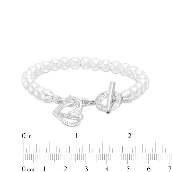 The Kindred Heart from Vera Wang Love Collection Freshwater Cultured Pearl and Diamond Bracelet in Sterling Silver