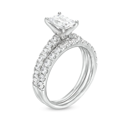 2.00 CT. T.W. Certified Emerald-Cut Lab-Created Diamond Bridal Set in 14K White Gold (F/VS2)