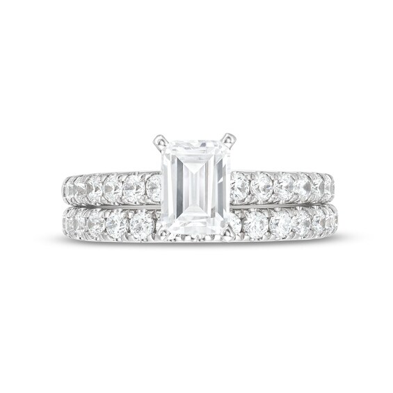 2.00 CT. T.W. Certified Emerald-Cut Lab-Created Diamond Bridal Set in 14K White Gold (F/VS2)