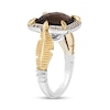 Thumbnail Image 1 of Enchanted Disney Pocahontas Smoky Quartz and 0.18 CT. T.W. Champagne Diamond Frame Ring in Sterling Silver and 10K Gold