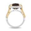 Thumbnail Image 2 of Enchanted Disney Pocahontas Smoky Quartz and 0.18 CT. T.W. Champagne Diamond Frame Ring in Sterling Silver and 10K Gold