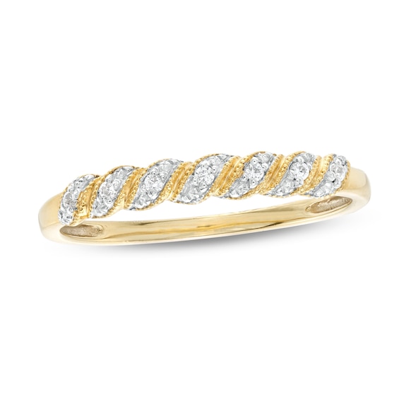 0.05 CT. T.W. Diamond Twist Vintage-Style Anniversary Band in 10K Gold