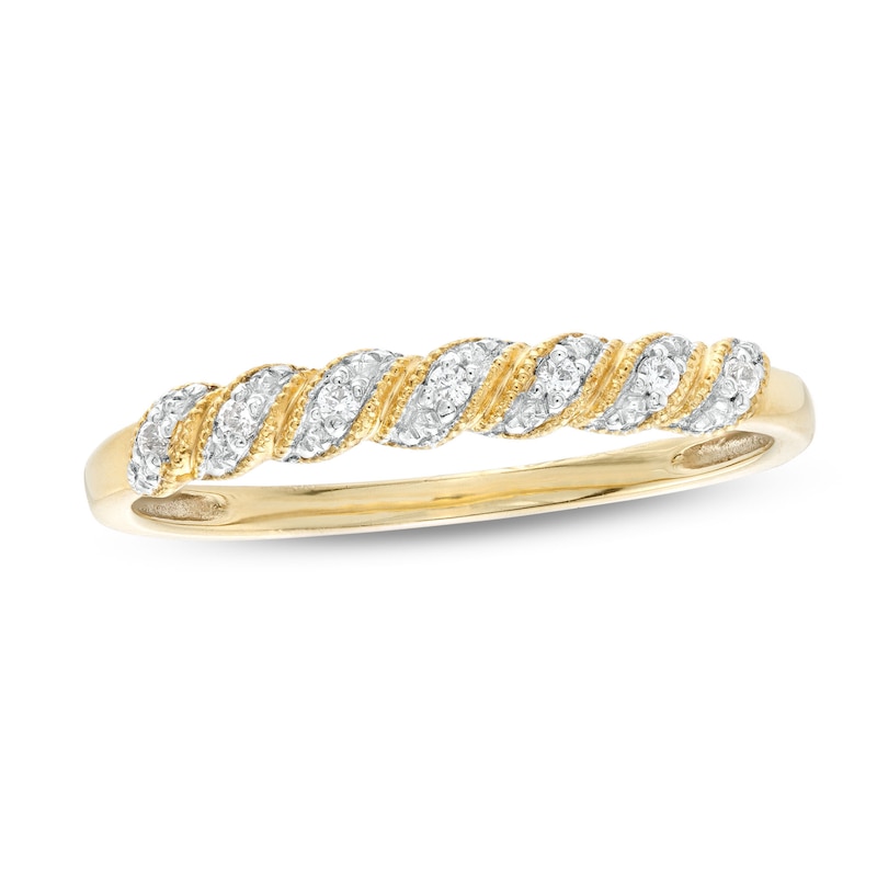 0.05 CT. T.W. Diamond Twist Vintage-Style Anniversary Band in 10K Gold|Peoples Jewellers