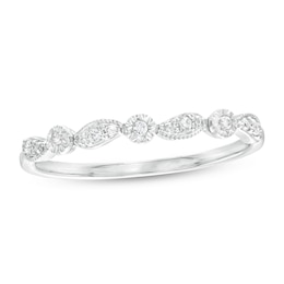 0.05 CT. T.W. Diamond Alternating Swirl Vintage-Style Anniversary Band in 10K White Gold