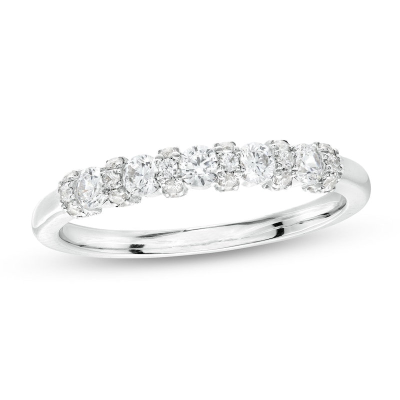 0.50 CT. T.W. Diamond Alternating Anniversary Band in 10K White Gold|Peoples Jewellers