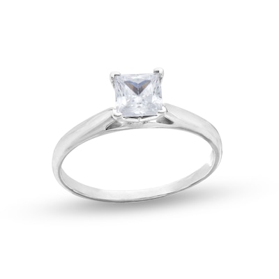 0.45 CT. Princess-Cut Diamond Solitaire Tapered Shank Engagement Ring in Platinum (I/I2)