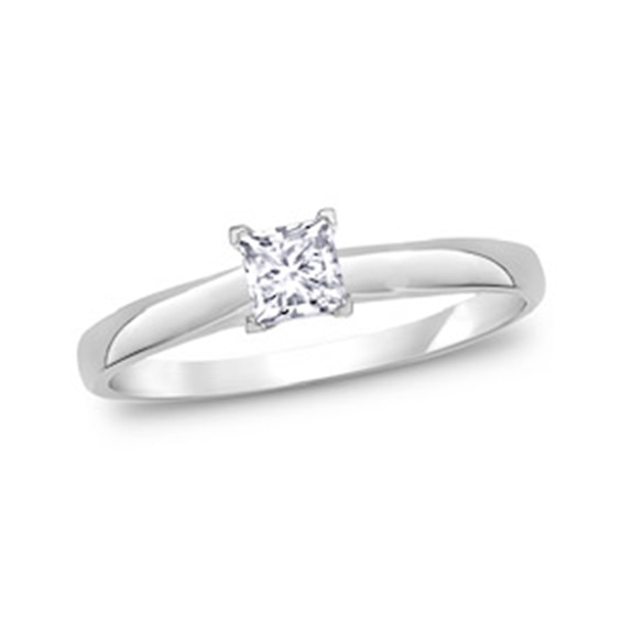 0.45 CT. Princess-Cut Diamond Solitaire Tapered Shank Engagement Ring in Platinum (I/I2)