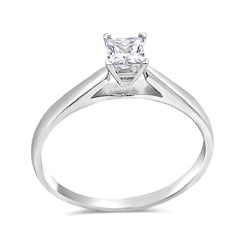 0.45 CT. Princess-Cut Diamond Solitaire Tapered Shank Engagement Ring in Platinum (I/I2)