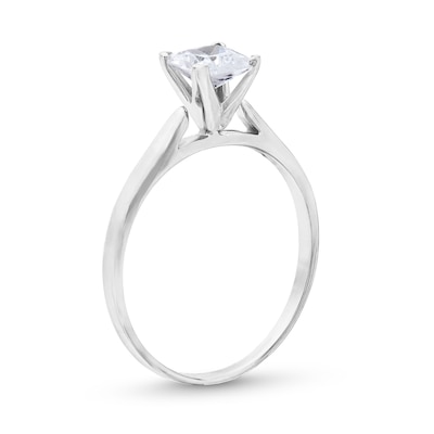 0.45 CT. Princess-Cut Diamond Solitaire Tapered Shank Engagement Ring in Platinum (I/I2)