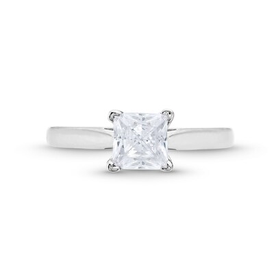 0.45 CT. Princess-Cut Diamond Solitaire Tapered Shank Engagement Ring in Platinum (I/I2)