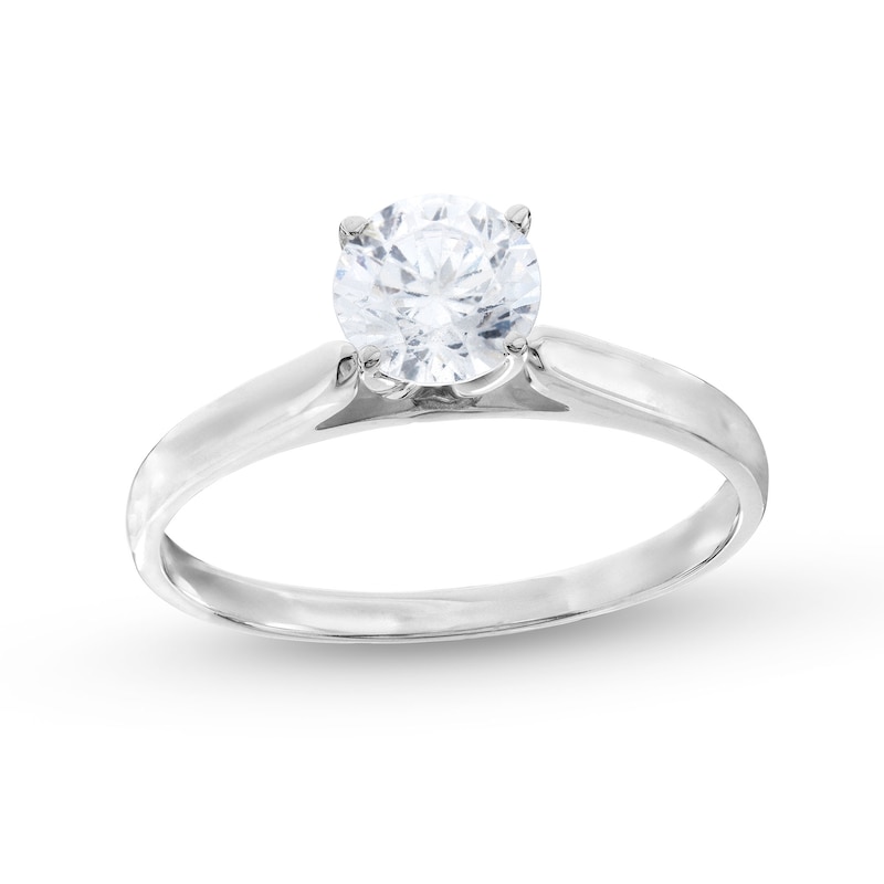 Main Image 1 of 0.95 CT. Diamond Solitaire Tapered Shank Engagement Ring in Platinum (I/I2)