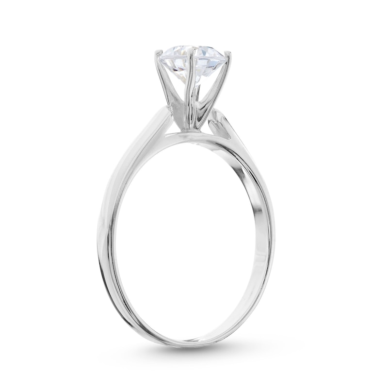 Main Image 3 of 0.95 CT. Diamond Solitaire Tapered Shank Engagement Ring in Platinum (I/I2)