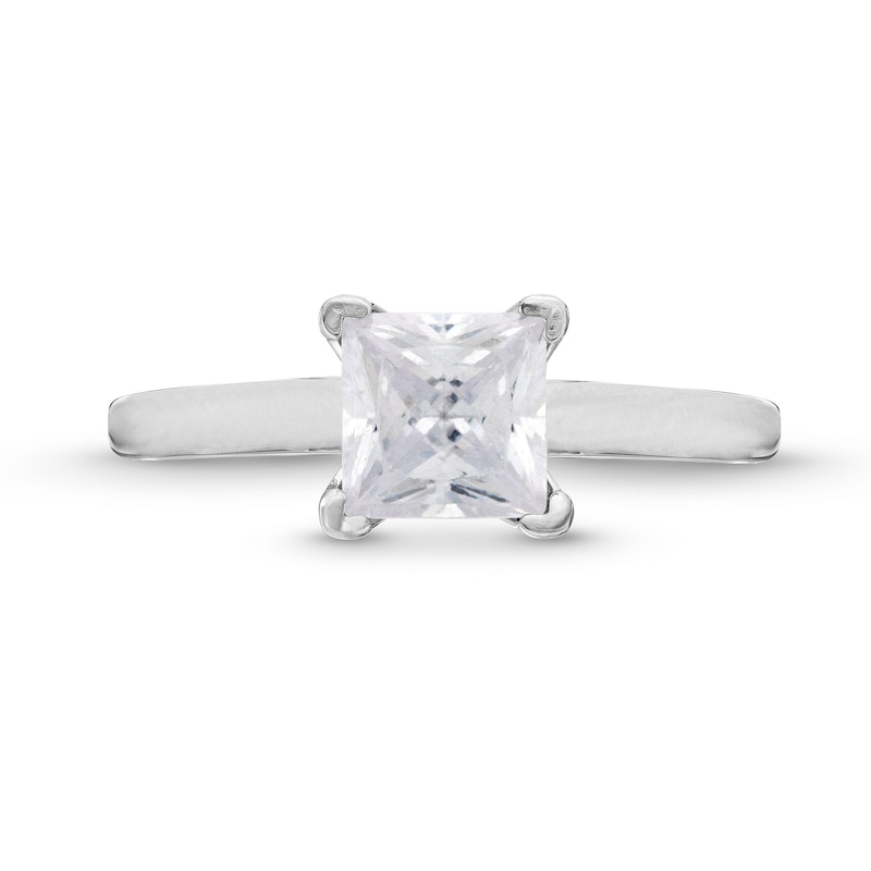 Main Image 4 of 0.95 CT. Princess-Cut Diamond Solitaire Engagement Ring in Platinum (I/I2)