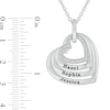 0.086 CT. T.W. Diamond Engravable Tilted Four Hearts Pendant in Sterling Silver (1-3 Lines)