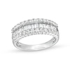 Thumbnail Image 0 of 1.00 CT. T.W. Baguette and Round Diamond Triple Row Anniversary Band in 14K White Gold