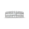 1.00 CT. T.W. Baguette and Round Diamond Triple Row Anniversary Band in 14K White Gold