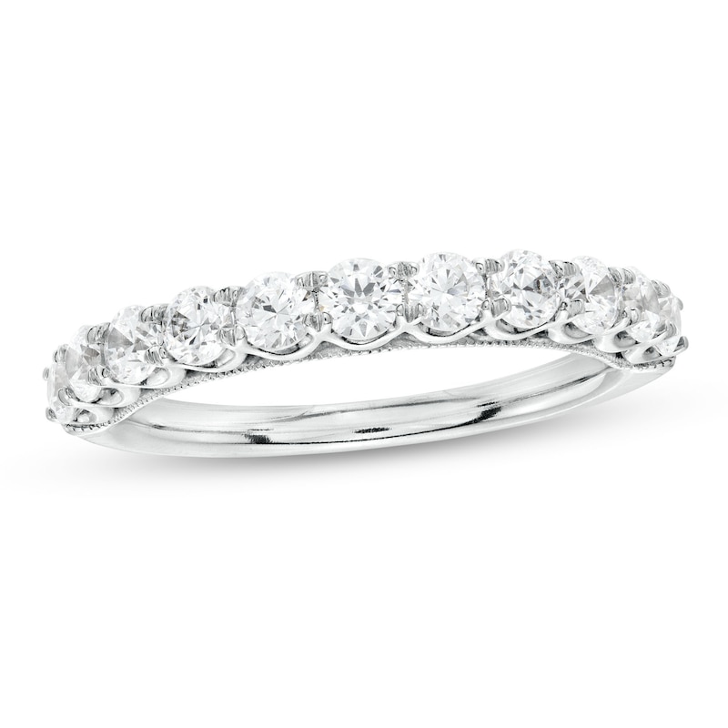 1.00 CT. T.W. Certified Diamond Eleven Stone Vintage-Style Anniversary Band in 18K White Gold (F/I1)|Peoples Jewellers