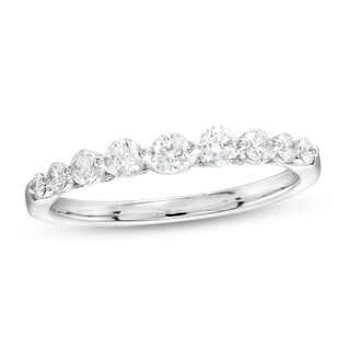 0.50 CT. T.W. Certified Diamond Graduated Nine Stone Anniversary Band in 18K White Gold (F/I1)