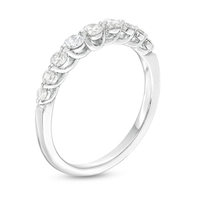 0.50 CT. T.W. Certified Diamond Graduated Nine Stone Anniversary Band in 18K White Gold (F/I1)