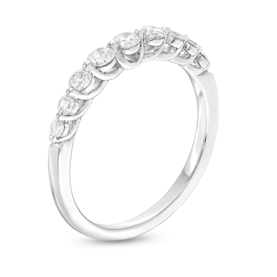 0.50 CT. T.W. Certified Diamond Graduated Nine Stone Anniversary Band in 18K White Gold (F/I1)