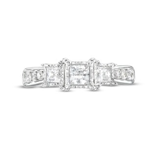 1.00 CT. T.W. Princess-Cut Diamond Miracle Past Present Future® Engagement Ring in 10K White Gold (I/I2)