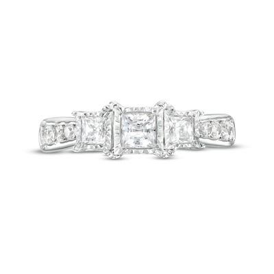 1.00 CT. T.W. Princess-Cut Diamond Miracle Past Present Future® Engagement Ring in 10K White Gold (I/I2)