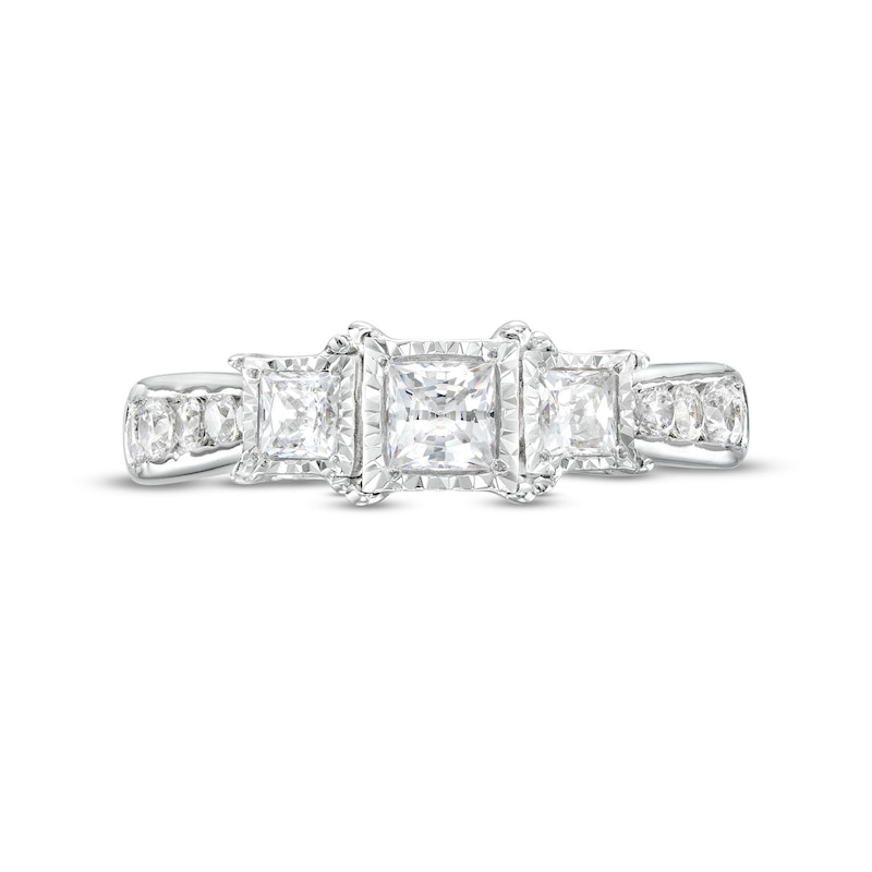 1.00 CT. T.W. Princess-Cut Diamond Miracle Past Present Future® Engagement Ring in 10K White Gold (I/I2)|Peoples Jewellers