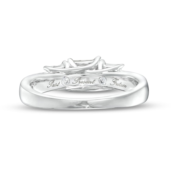 1.00 CT. T.W. Princess-Cut Diamond Miracle Past Present Future® Engagement Ring in 10K White Gold (I/I2)