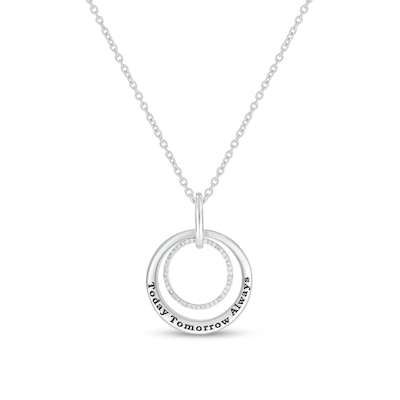 0.085 CT. T.W. Diamond Engravable Double Doorknocker Circle Pendant in Sterling Silver (1 Line)