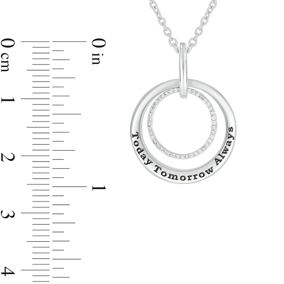 0.085 CT. T.W. Diamond Engravable Double Doorknocker Circle Pendant in Sterling Silver (1 Line)