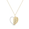 0.085 CT. T.W. Diamond Alternating Beaded Frame Engravable Heart Pendant in Sterling Silver with 14K Gold Plate (3 Lines)