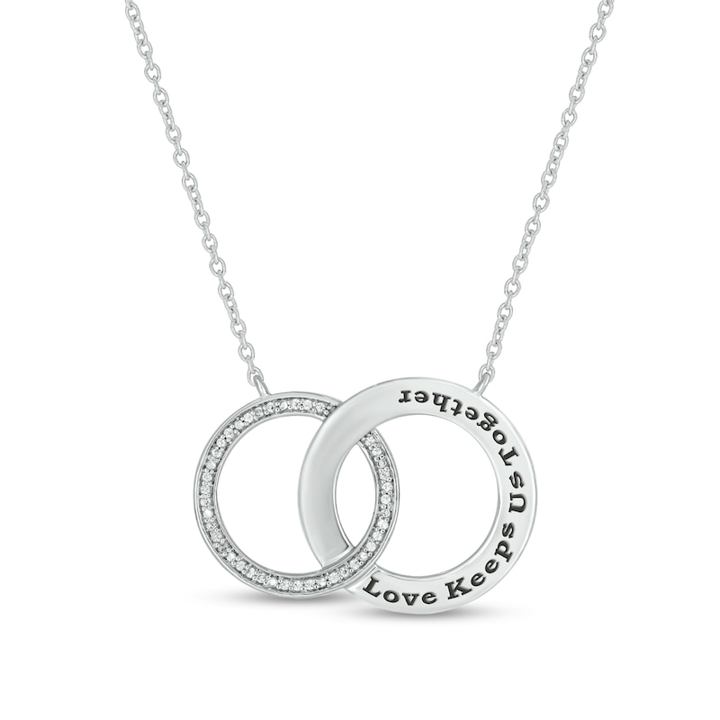 0.086 CT. T.W. Diamond Engravable Interlocking Circles Necklace in Sterling Silver (1 Line)|Peoples Jewellers