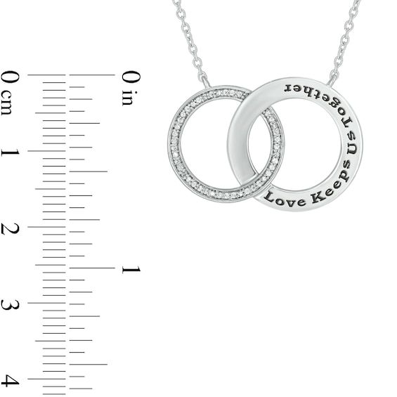 0.086 CT. T.W. Diamond Engravable Interlocking Circles Necklace in Sterling Silver (1 Line)