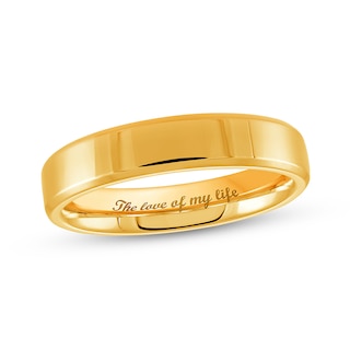 4.0mm Engravable Bevelled Edge Wedding Band in 14K Gold (1 Finish and Line