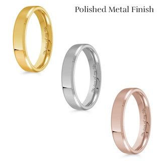 4.0mm Engravable Bevelled Edge Wedding Band in 14K Gold (1 Finish and Line