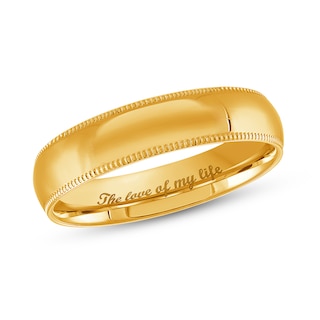 4.0mm Engravable Textured Edge Wedding Band in 14K Gold (1 Finish and Line