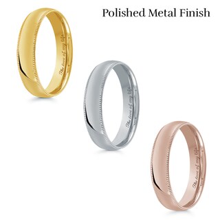 4.0mm Engravable Textured Edge Wedding Band in 14K Gold (1 Finish and Line