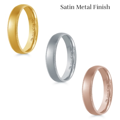 4.0mm Engravable Textured Edge Wedding Band in 14K Gold (1 Finish and Line