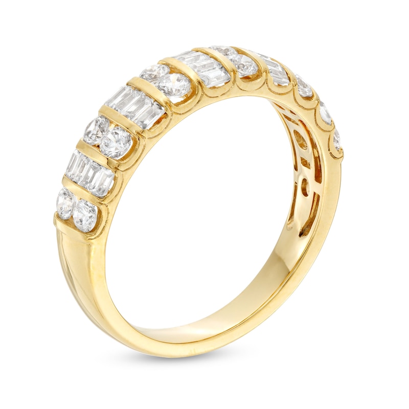 0.95 CT. T.W. Baguette and Round Diamond Alternating Column Anniversary Band in 10K Gold|Peoples Jewellers