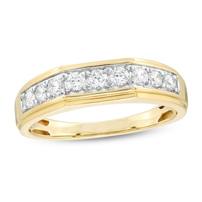 Men's 0.50 CT. T.W. Diamond Nine Stone Wedding Band in 10K Gold