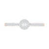 0.145 CT. T.W. Baguette and Round Diamond Frame Two Stone Promise Ring in 10K Rose Gold