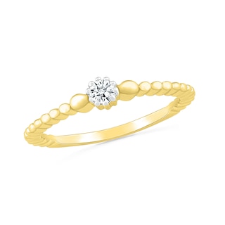 0.065 CT. Diamond Solitaire Bead Shank Promise Ring in 10K Gold