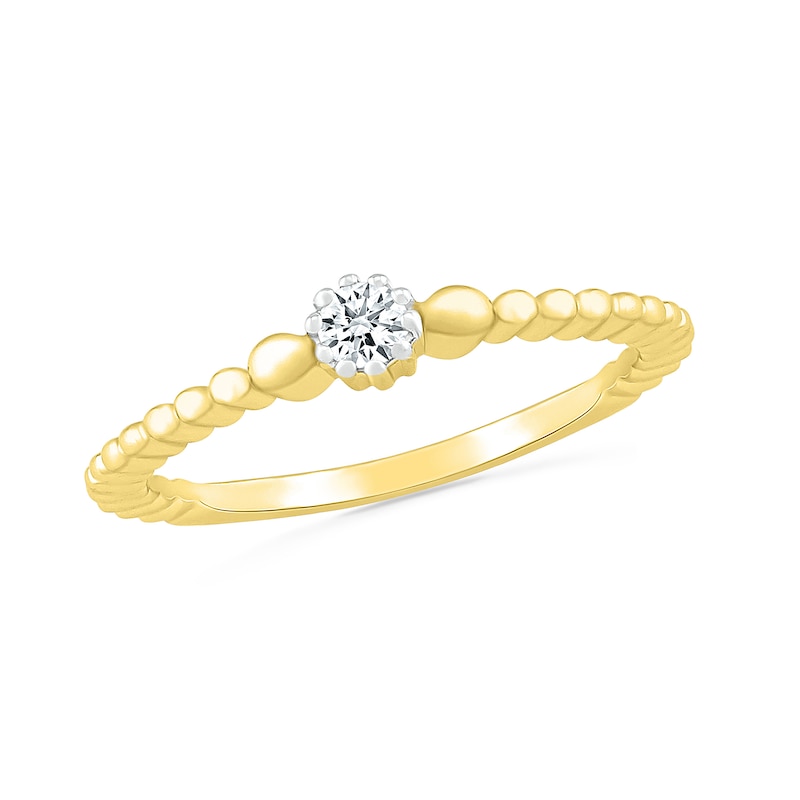 0.065 CT. Diamond Solitaire Bead Shank Promise Ring in 10K Gold|Peoples Jewellers