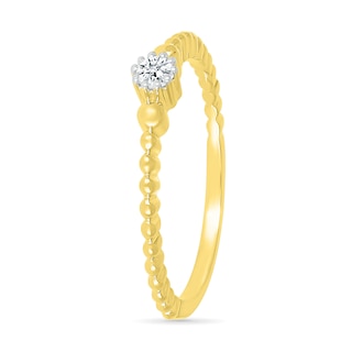 0.065 CT. Diamond Solitaire Bead Shank Promise Ring in 10K Gold