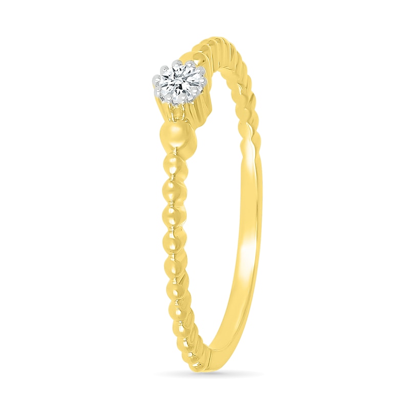 0.065 CT. Diamond Solitaire Bead Shank Promise Ring in 10K Gold