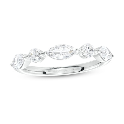 1.00 CT. T.W. Certified Lab-Created Diamond Alternating Art Deco Anniversary Band in 14K White Gold (F/SI2)