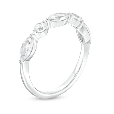 1.00 CT. T.W. Certified Lab-Created Diamond Alternating Art Deco Anniversary Band in 14K White Gold (F/SI2)