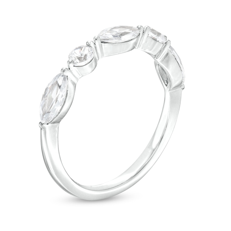 1.00 CT. T.W. Certified Lab-Created Diamond Alternating Art Deco Anniversary Band in 14K White Gold (F/SI2)|Peoples Jewellers