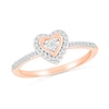 Thumbnail Image 0 of 0.115 CT. T.W. Diamond Heart Frame Promise Ring in 10K Rose Gold